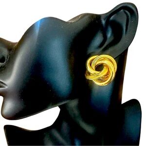 Vintage Gold-tone Love Knot Stud Earrings